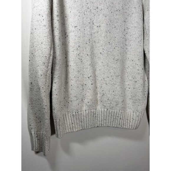 CHAPS Cream Heathered Mock Neck Elbow Patch Sweater Fisherman Academic Small - Picture 3 of 6